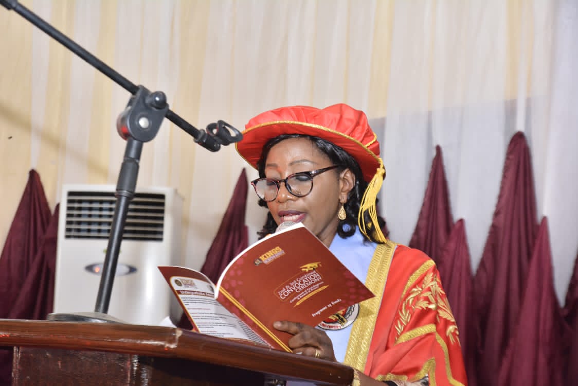 The Vice Chancellor  Prof. Adenike Kuku giving her convocation address